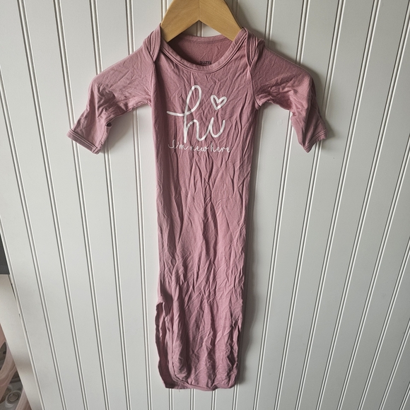 Other - Bamboo Pink Baby Tie Knot Gown with Heart Design 0-3 Months